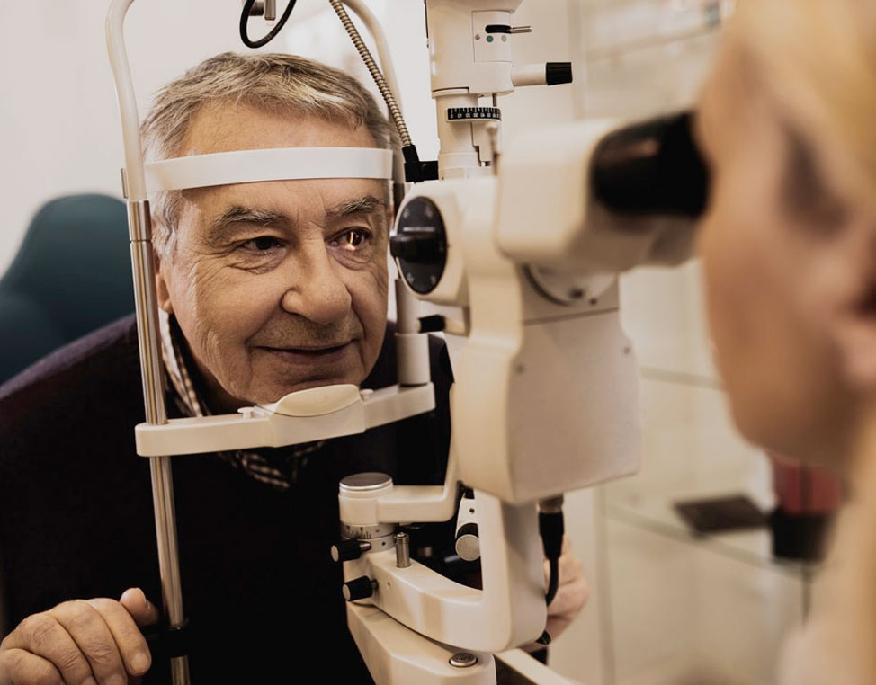 A man receiving an eye exam